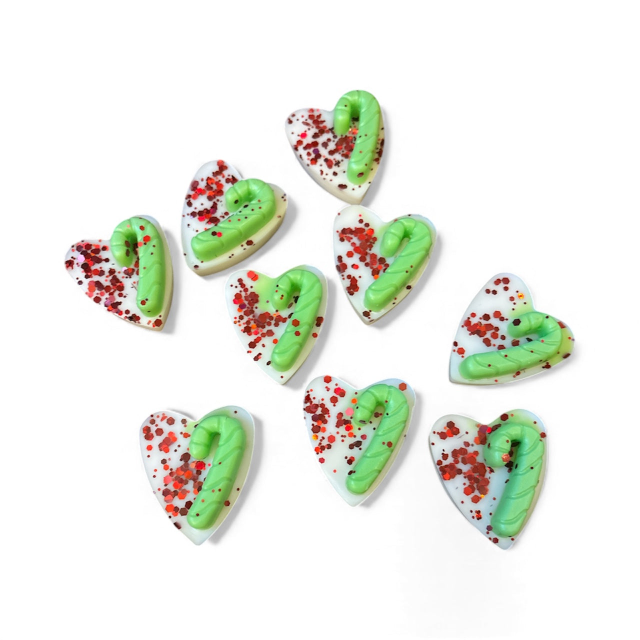 ⨠Candy Cane Wax Melts â Festive Scented Heart with Glitter â¨