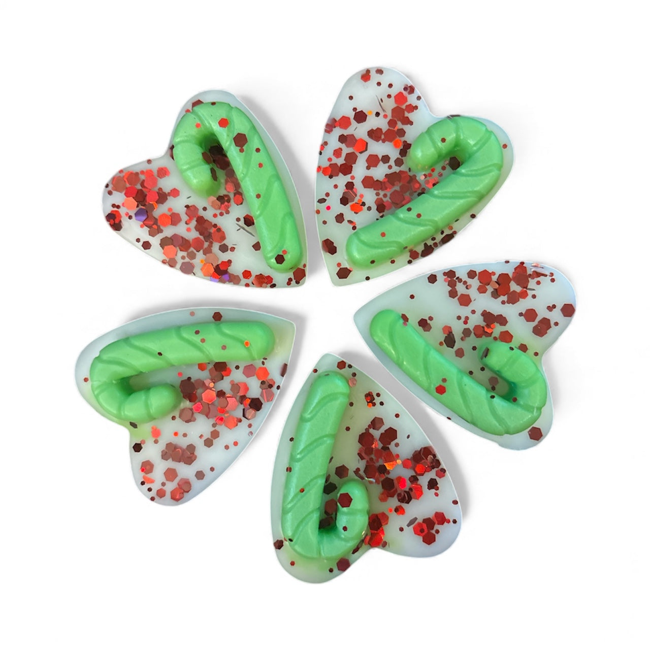 ✨ Candy Cane Wax Melts – Festive Scented Heart with Glitter ✨