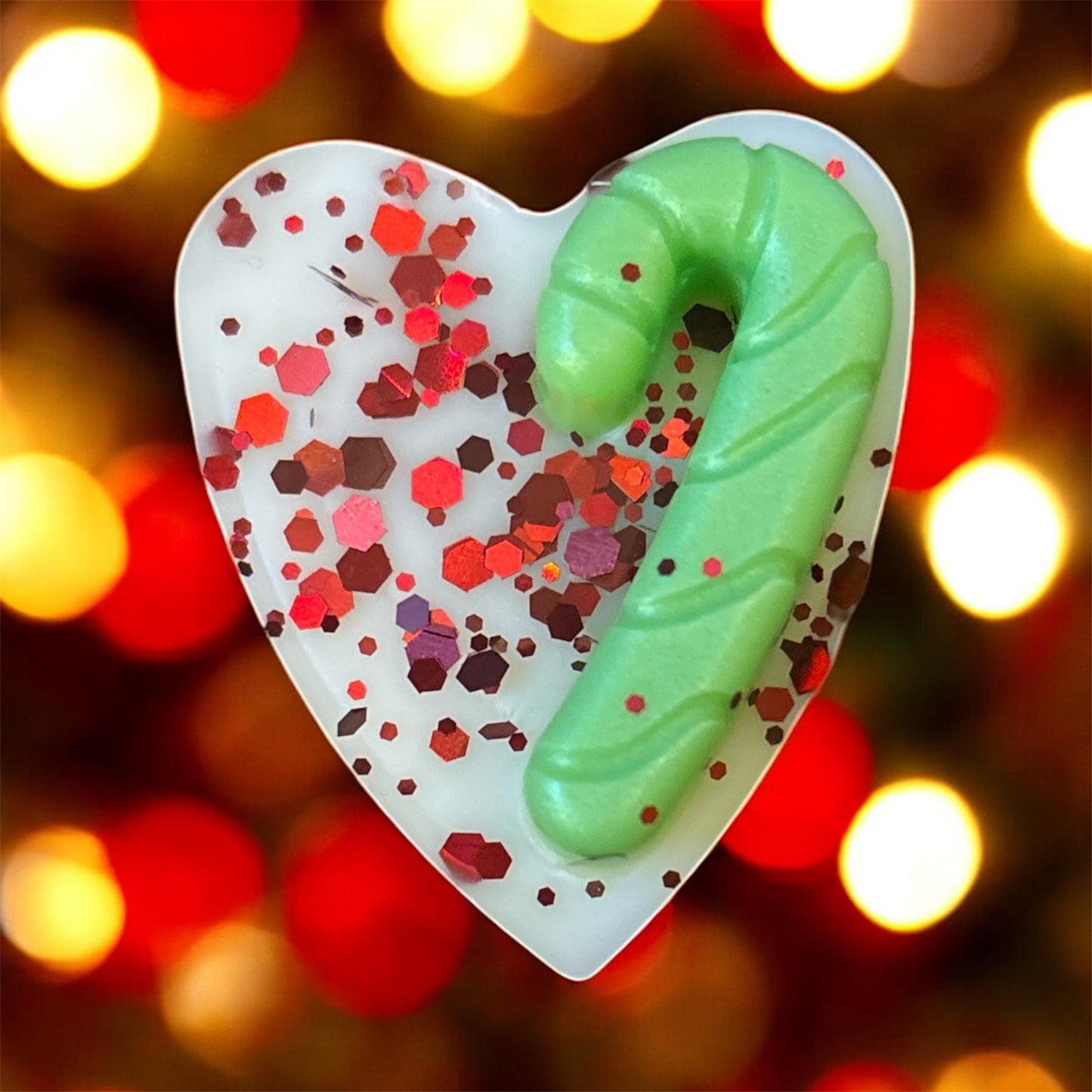✨ Candy Cane Wax Melts – Festive Scented Heart with Glitter ✨