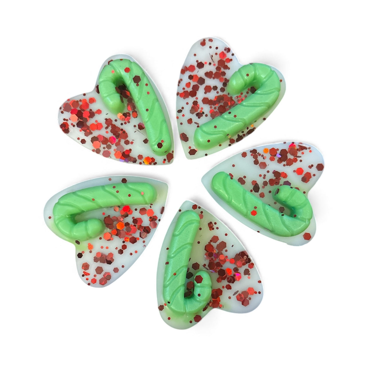 ✨ Candy Cane Wax Melts – Festive Scented Heart with Glitter ✨