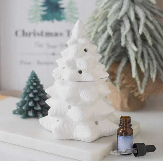 White Winter Fir Tree Oil Burner and Wax Warmer