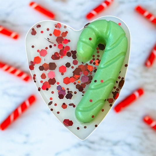 ✨ Candy Cane Wax Melts – Festive Scented Heart with Glitter ✨