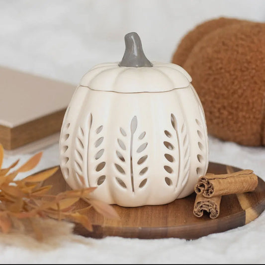 Cream Autumn Leaf Cut Out Pumpkin Oil
Burner and Wax Warmer