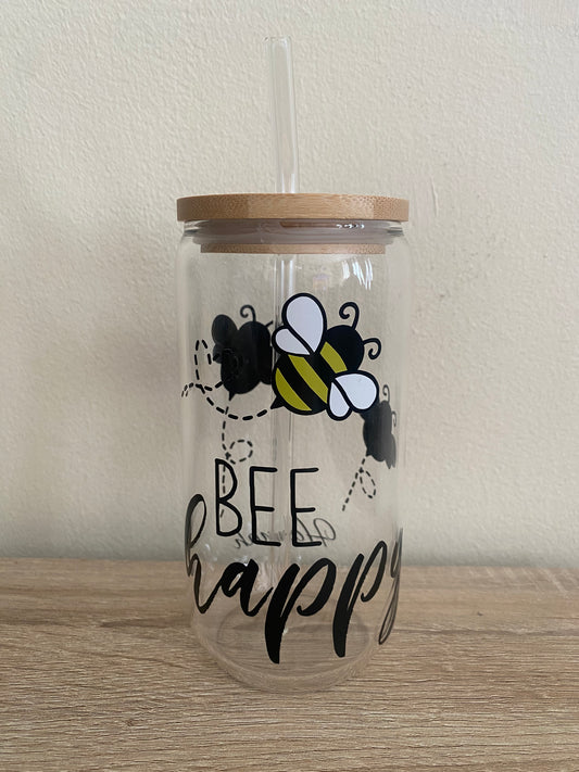 Bee Happy Glass